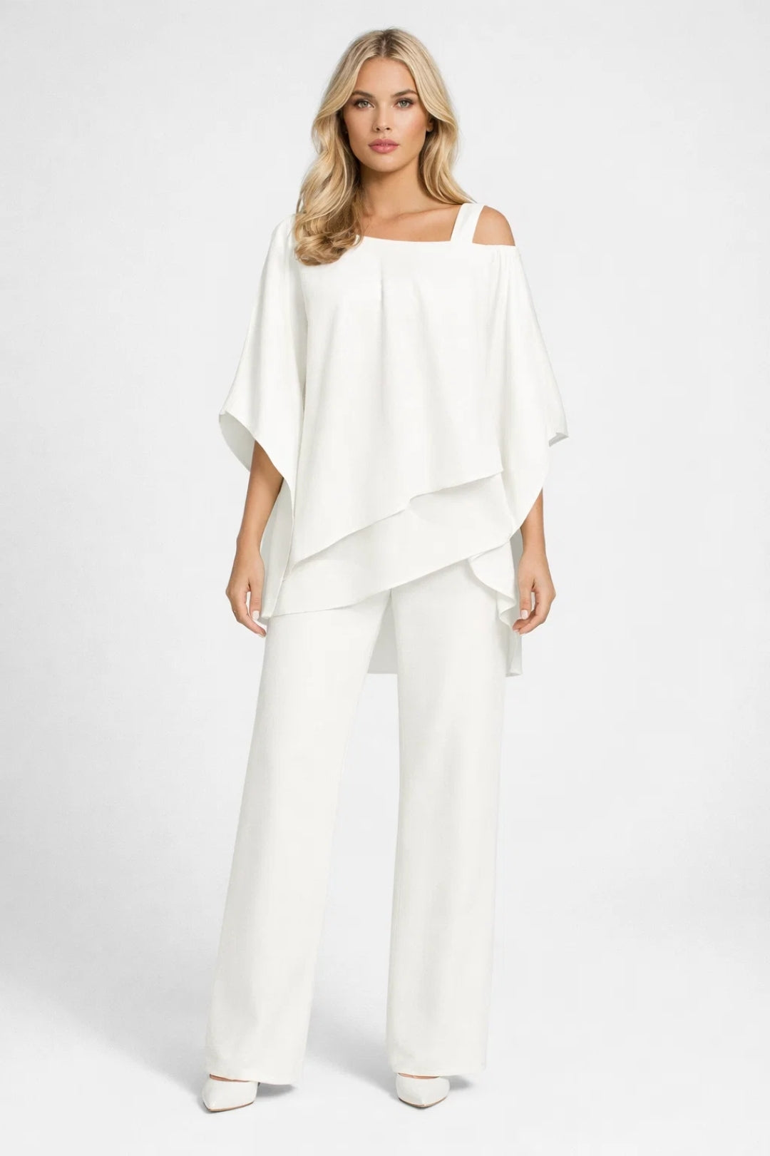 Dames Set Wijde Top Rechte Broek Feestelijk Elegant