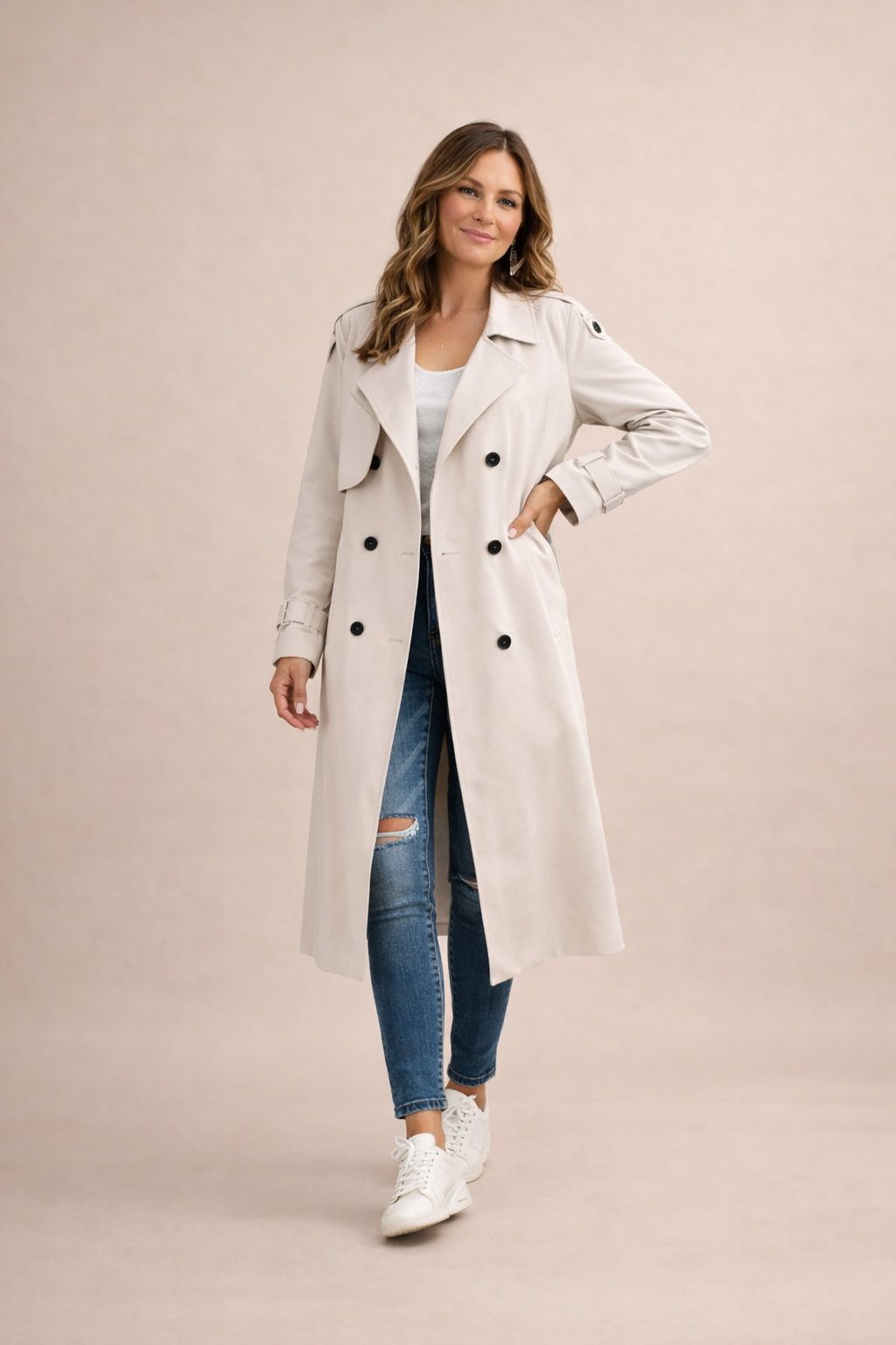 Dames Trenchcoat Dubbelrijige Sluiting Met Ceintuur Casual Formeel