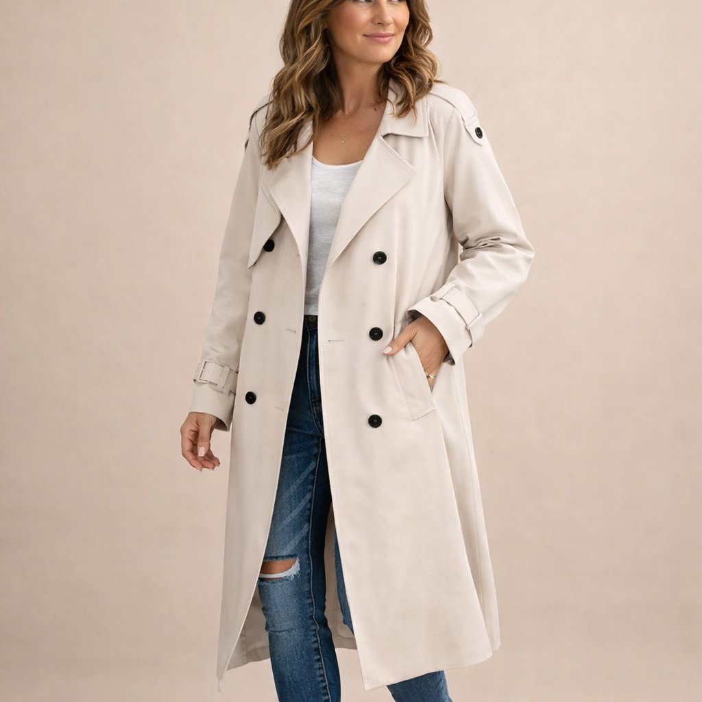 Dames Trenchcoat Dubbelrijige Sluiting Met Ceintuur Casual Formeel