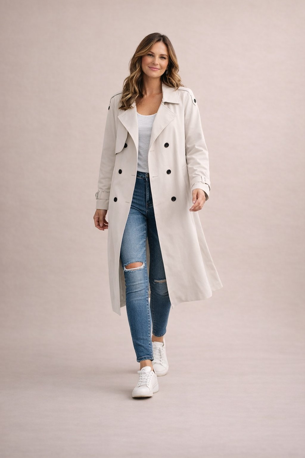 Dames Trenchcoat Dubbelrijige Sluiting Met Ceintuur Casual Formeel