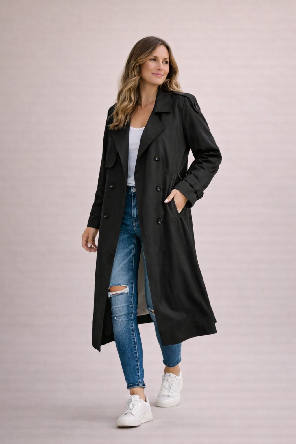 Dames Trenchcoat Dubbelrijige Sluiting Met Ceintuur Casual Formeel