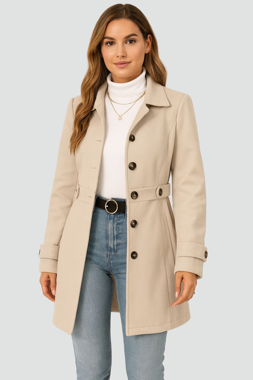 Herfst Dames Trenchcoat Ceintuur Getailleerd Tussenseizoen