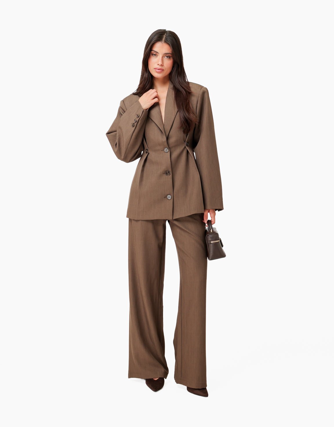 Donker Taupe Stevige Classic Detail - Blazer