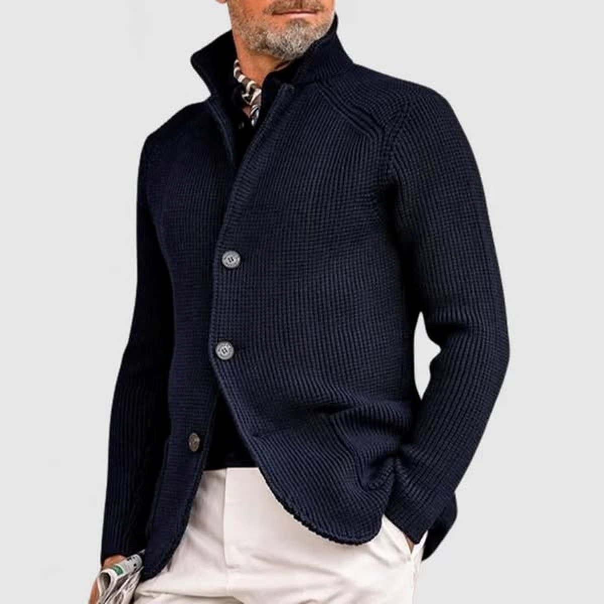 Whitman™ klassiek vest donkerblauw, met knopen en opstaande kraag