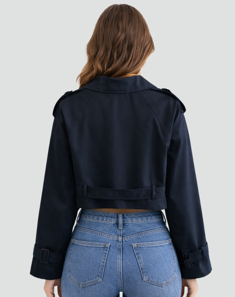 Trenchcoat Dames Regular Fit Katoen Korte Pasvorm