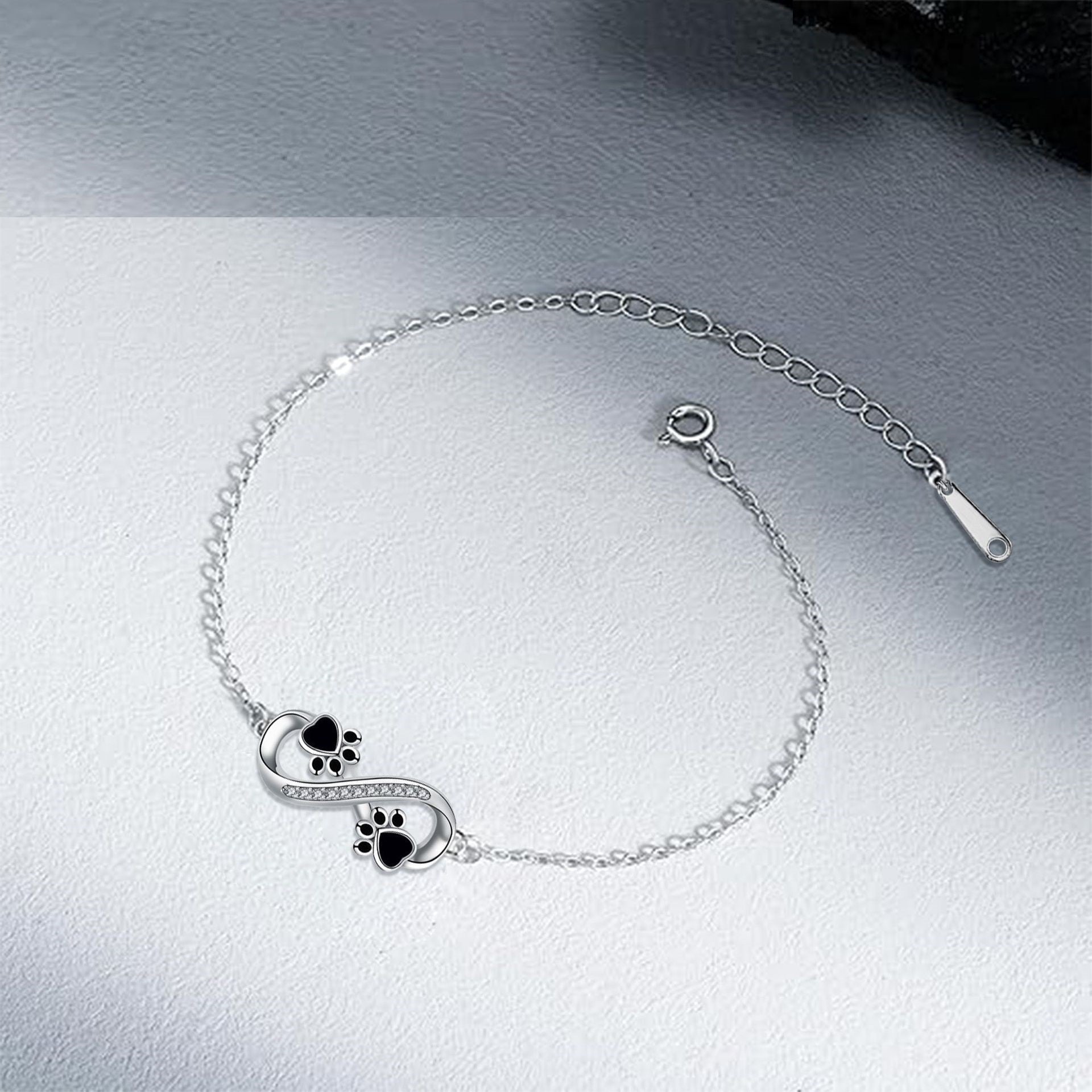 Oneindig Symbool Hanger Huisdier Poot Armband met Zirconia