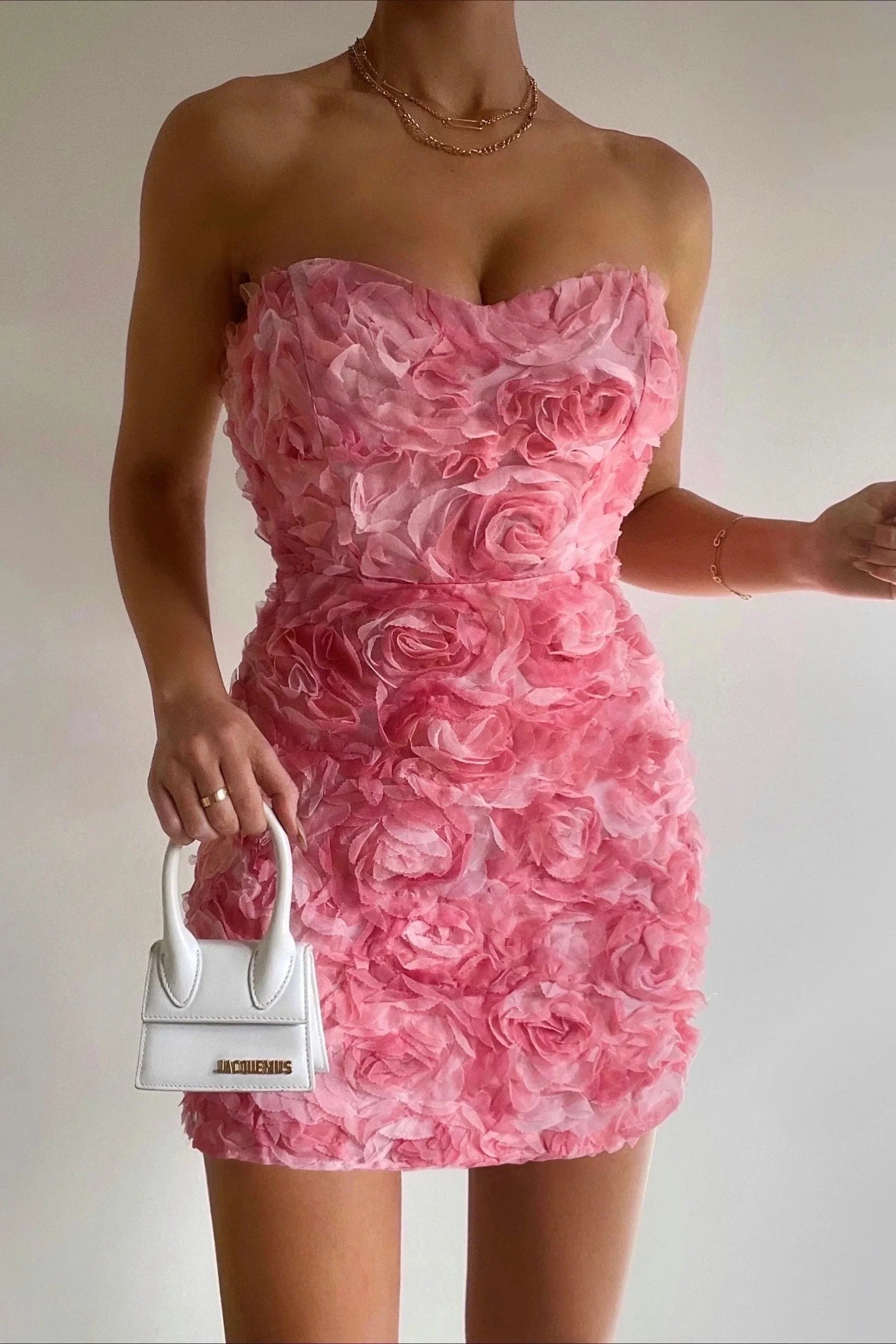 Strapless Trouwjurk Voor Vrouwen Met Hoge Taille En Bloemmotief