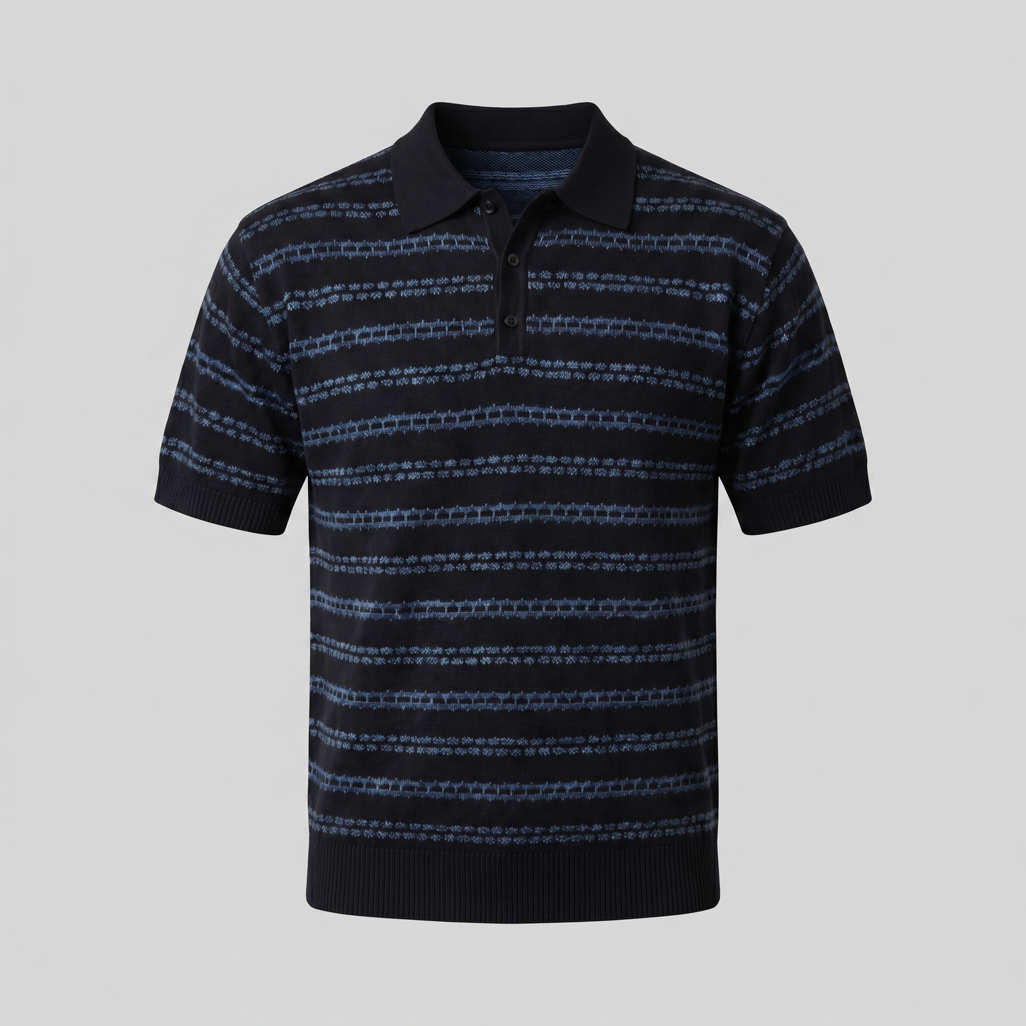 Gebreide Polo Shirt Heren Tailored Fit Lange Mouwen Casual