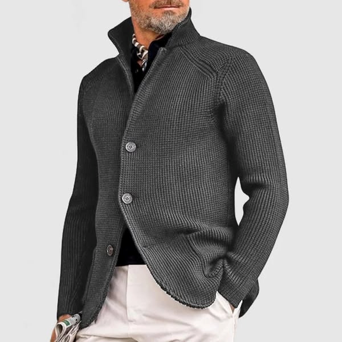 Whitman™ klassiek vest donkergrijs, met knopen en opstaande kraag