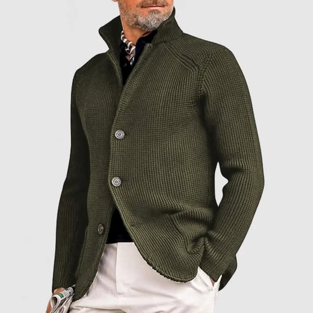 Whitman™ klassiek vest groen, met knopen en opstaande kraag