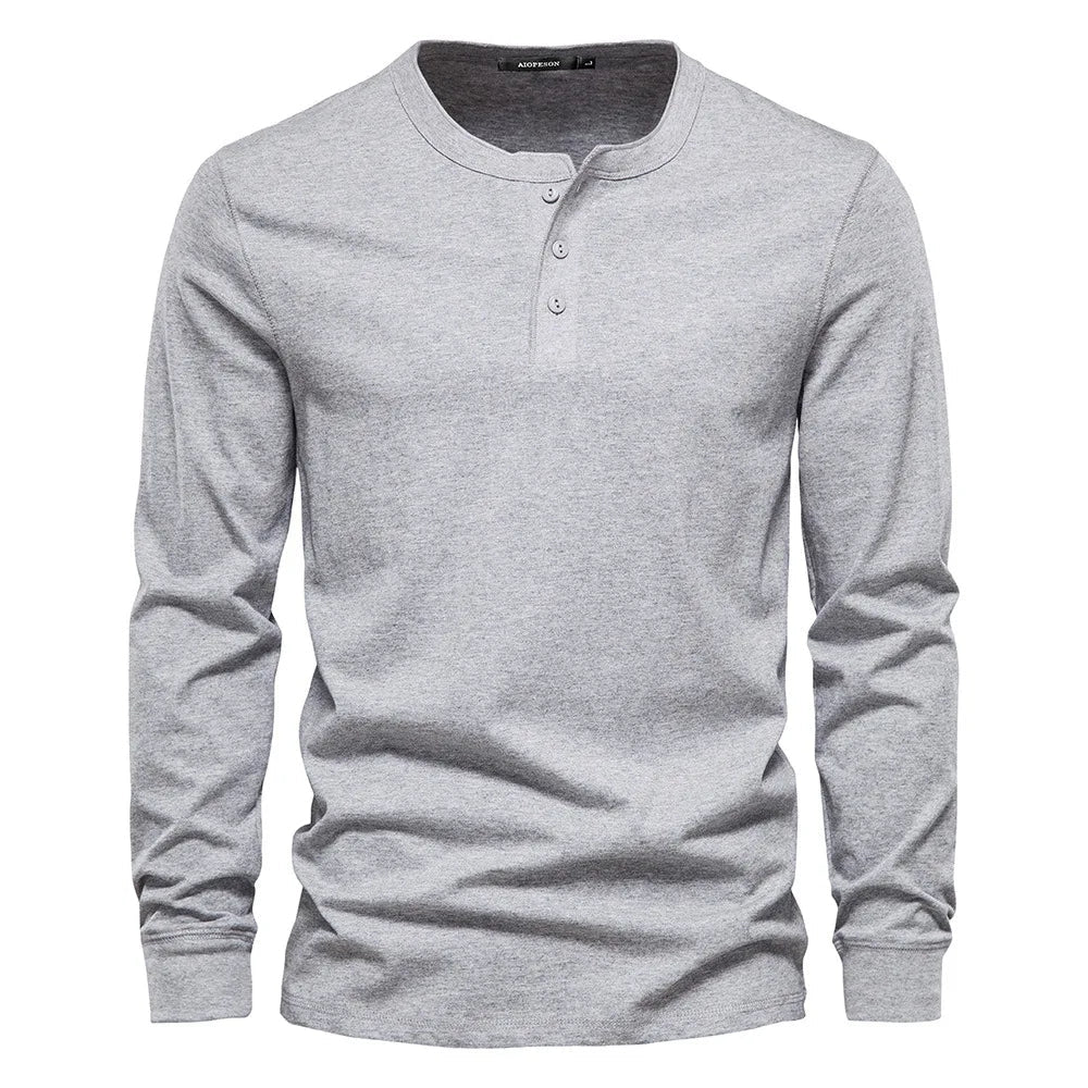 Henley Shirt voor Heren met Knoopsluiting en Lange Mouwen