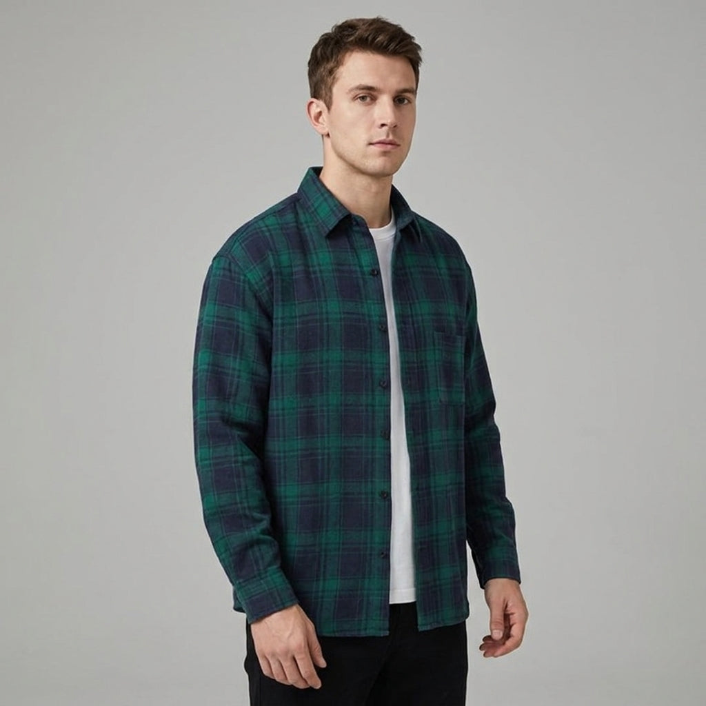 Heren Geruite Overshirt Knoopsluiting Casual Zomer