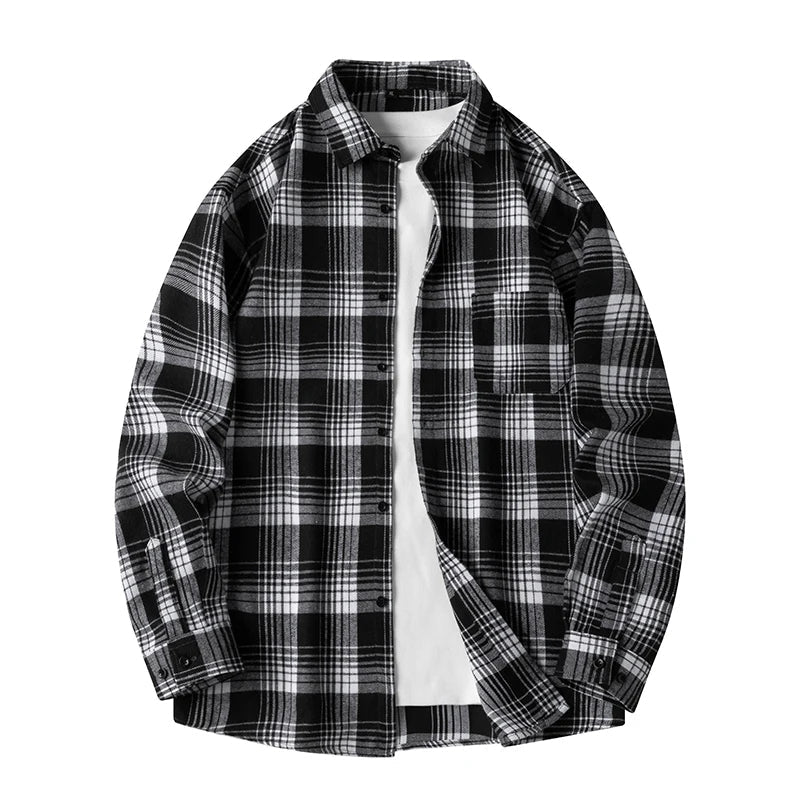 Heren Geruite Overshirt Knoopsluiting Casual Zomer