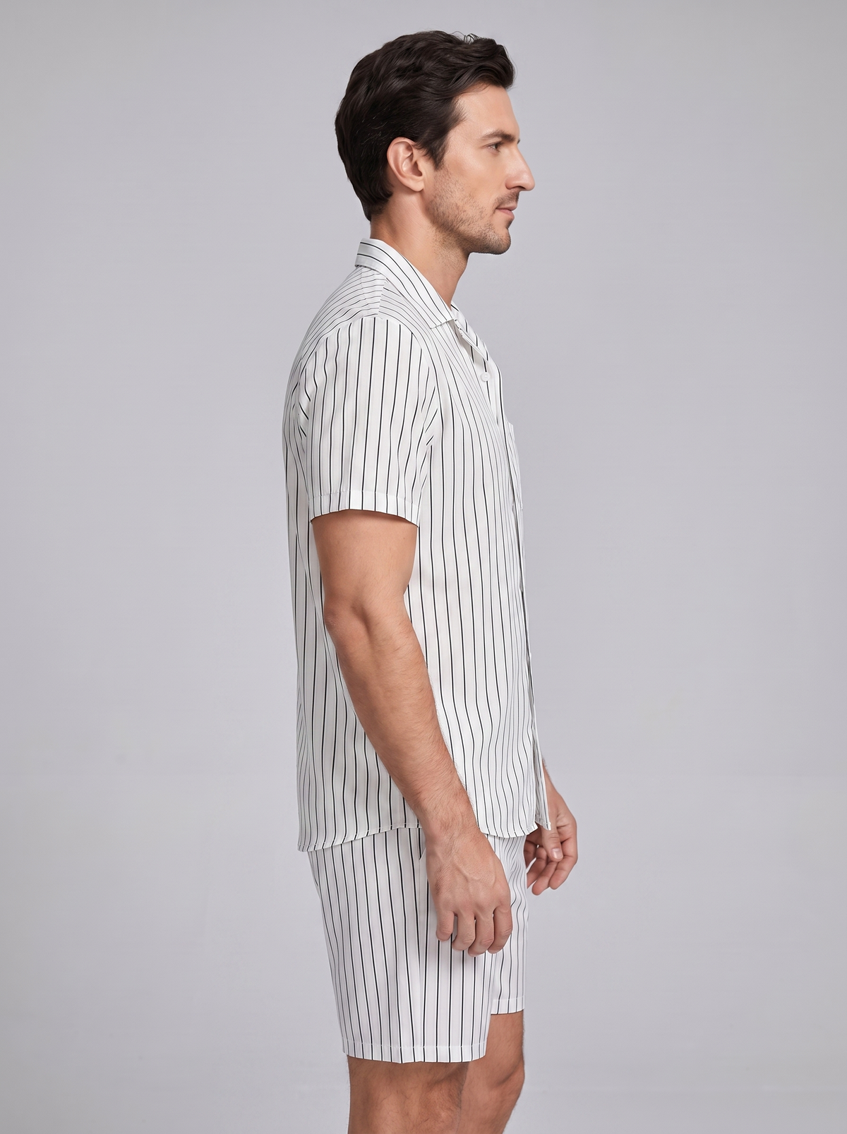 Heren Pinstripe Korte Mouw Co-ord Set Zomer