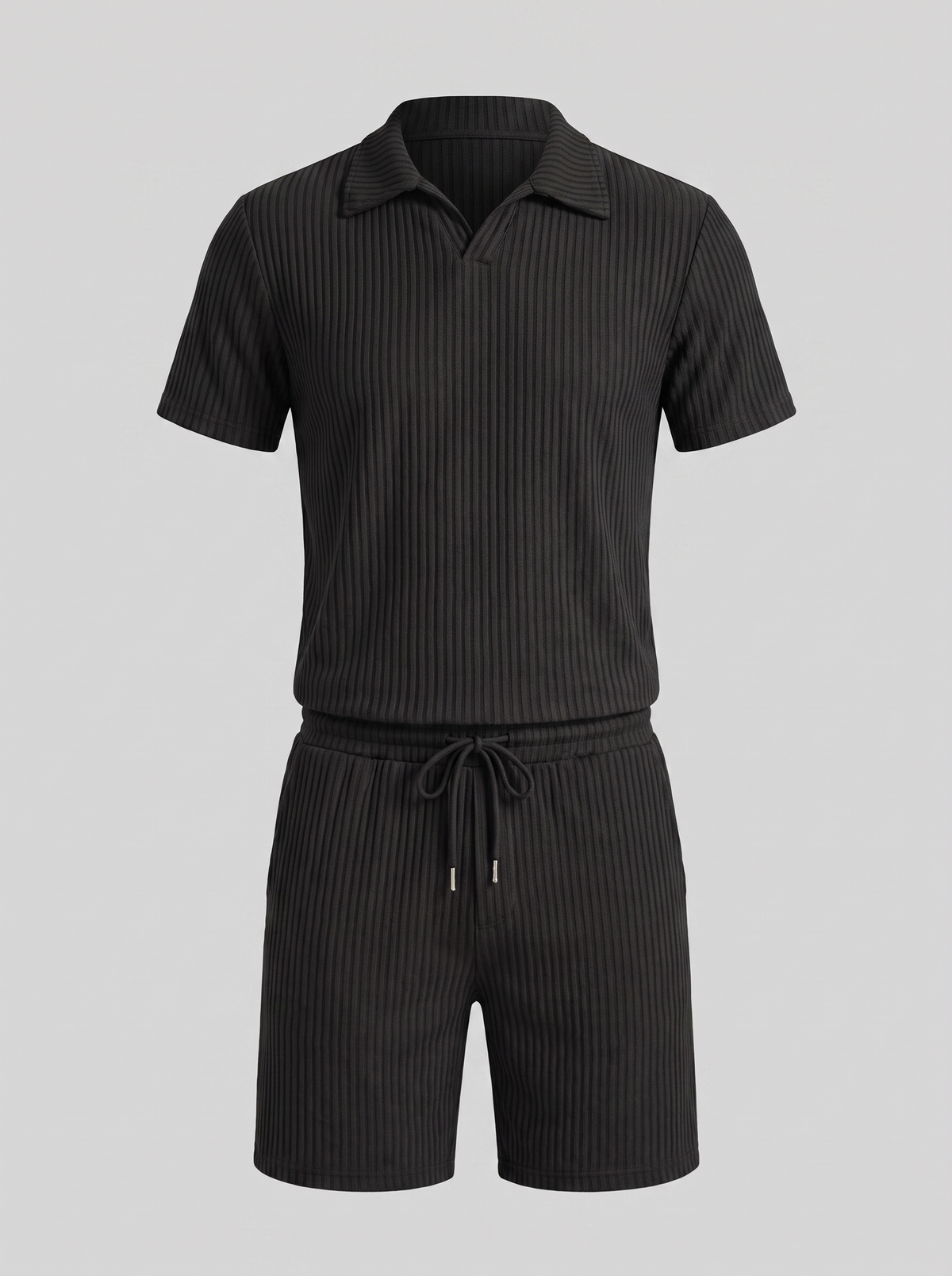 Heren Ribgebreide Polo Set