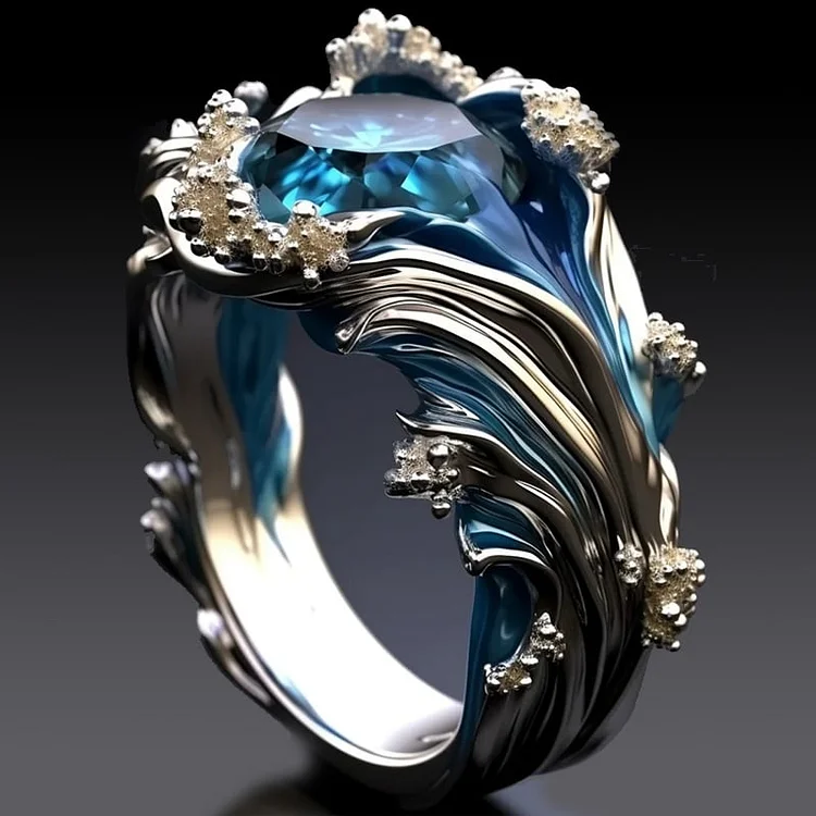 Vintage Ocean Vuggende Kristalring