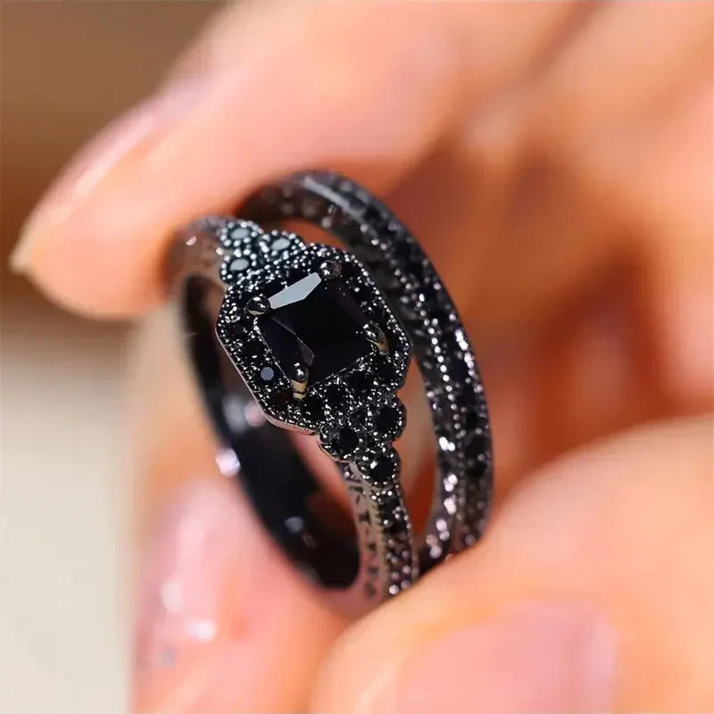 Elegante zwarte zirkonia ring
