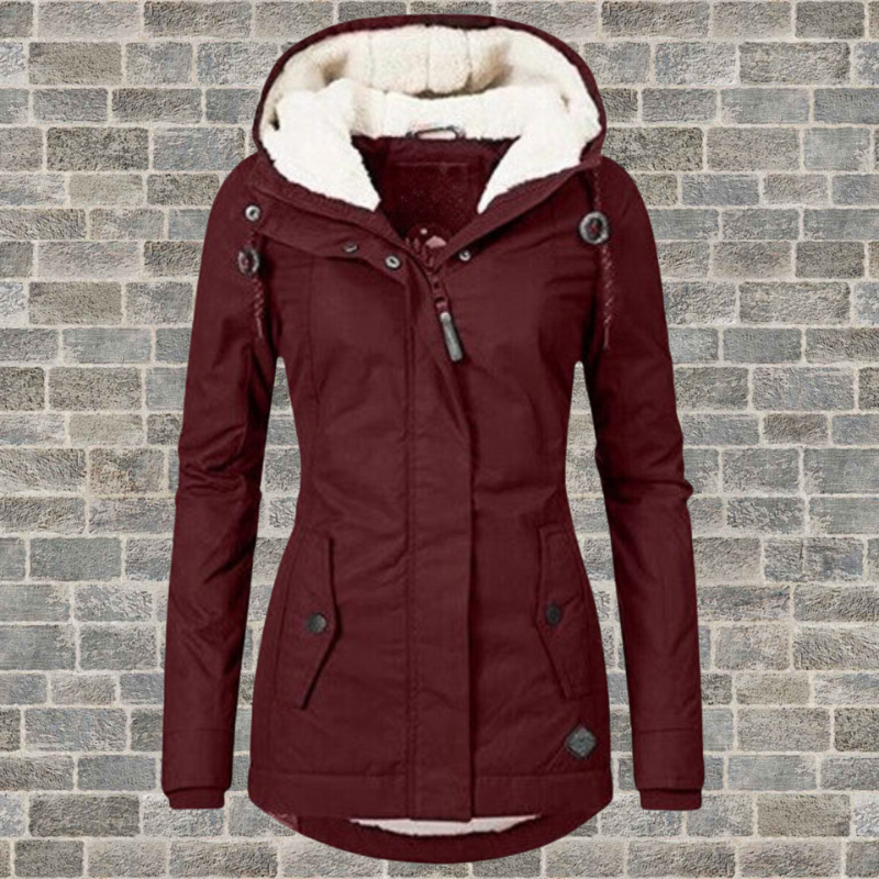 Winterjas Dames Capuchon Fleece Gevoerd Warm