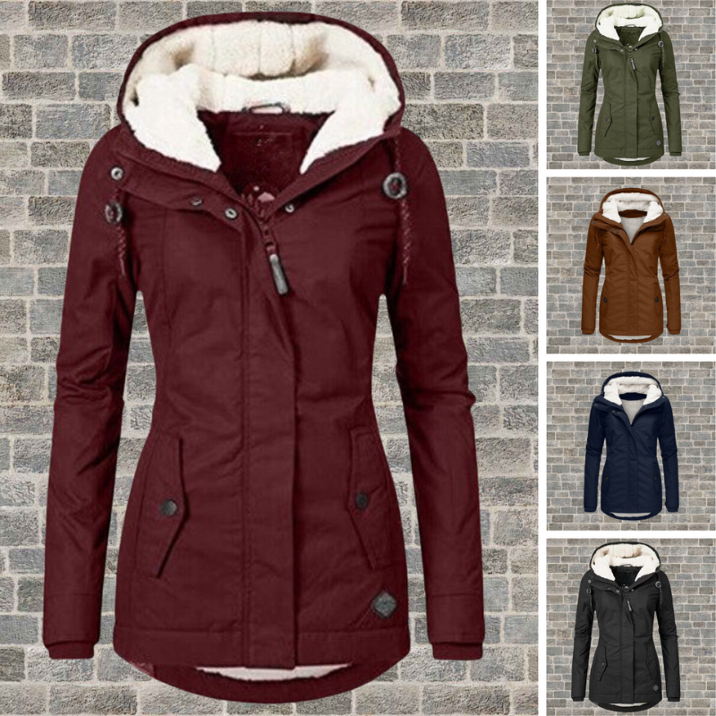 Winterjas Dames Capuchon Fleece Gevoerd Warm