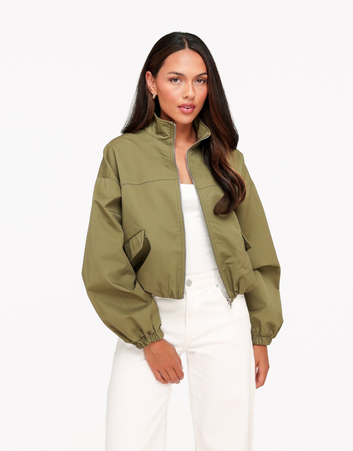 Khaki Puffy Elastische Onderkant - Jas