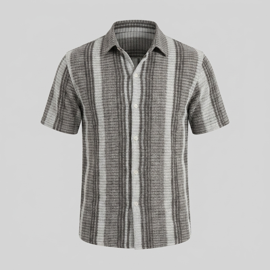 Korte Mouw Gestreept Overhemd Heren Casual Zomer