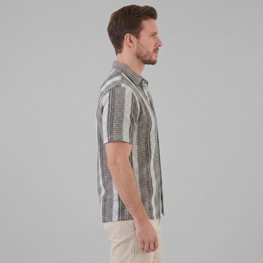 Korte Mouw Gestreept Overhemd Heren Casual Zomer