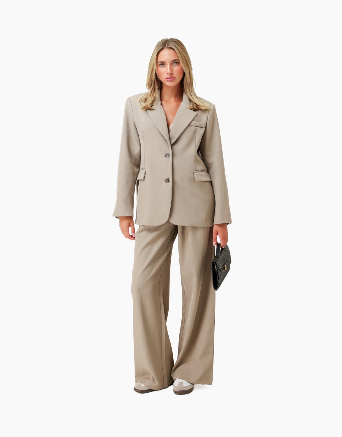Licht Taupe Wijde Pasvorm - Pantalon