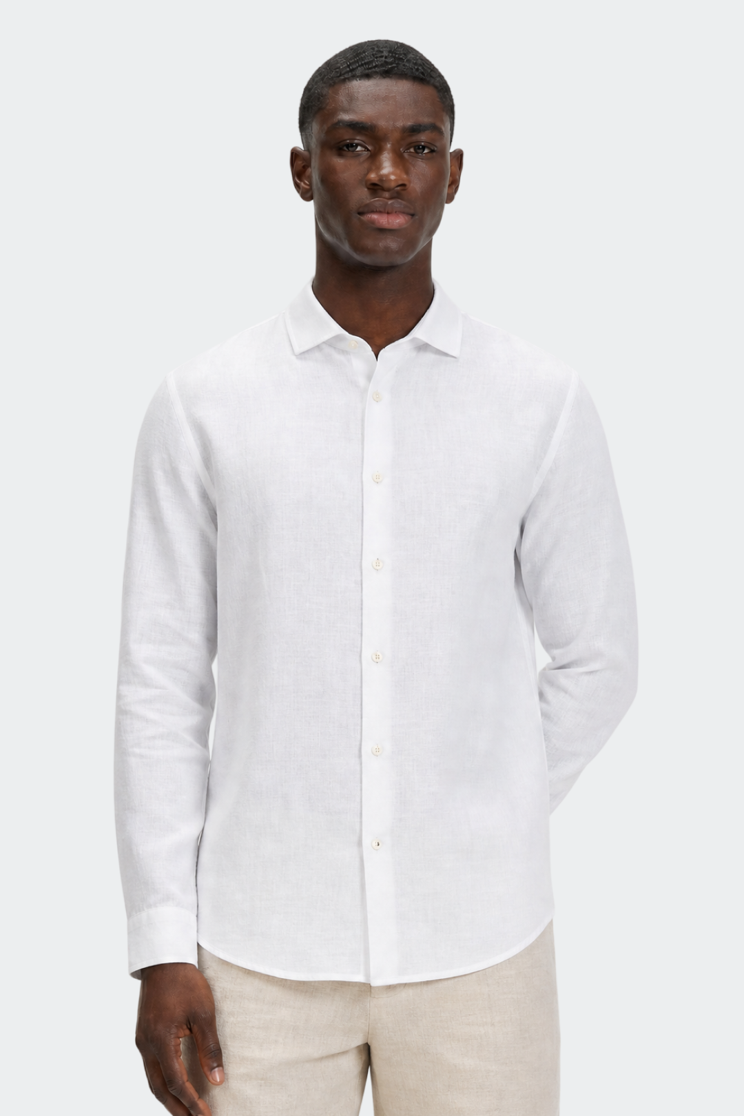 Linnen Overhemd Heren Relaxed Fit Spread Collar
