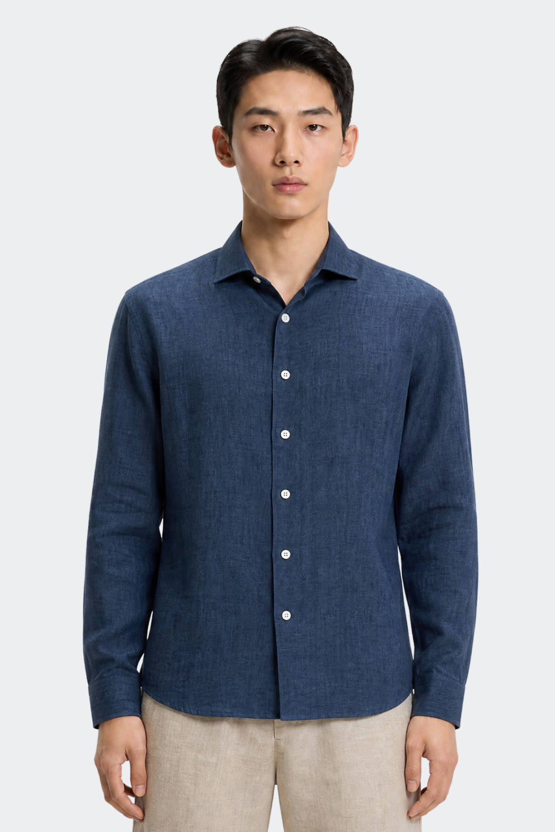 Linnen Overhemd Heren Relaxed Fit Spread Collar
