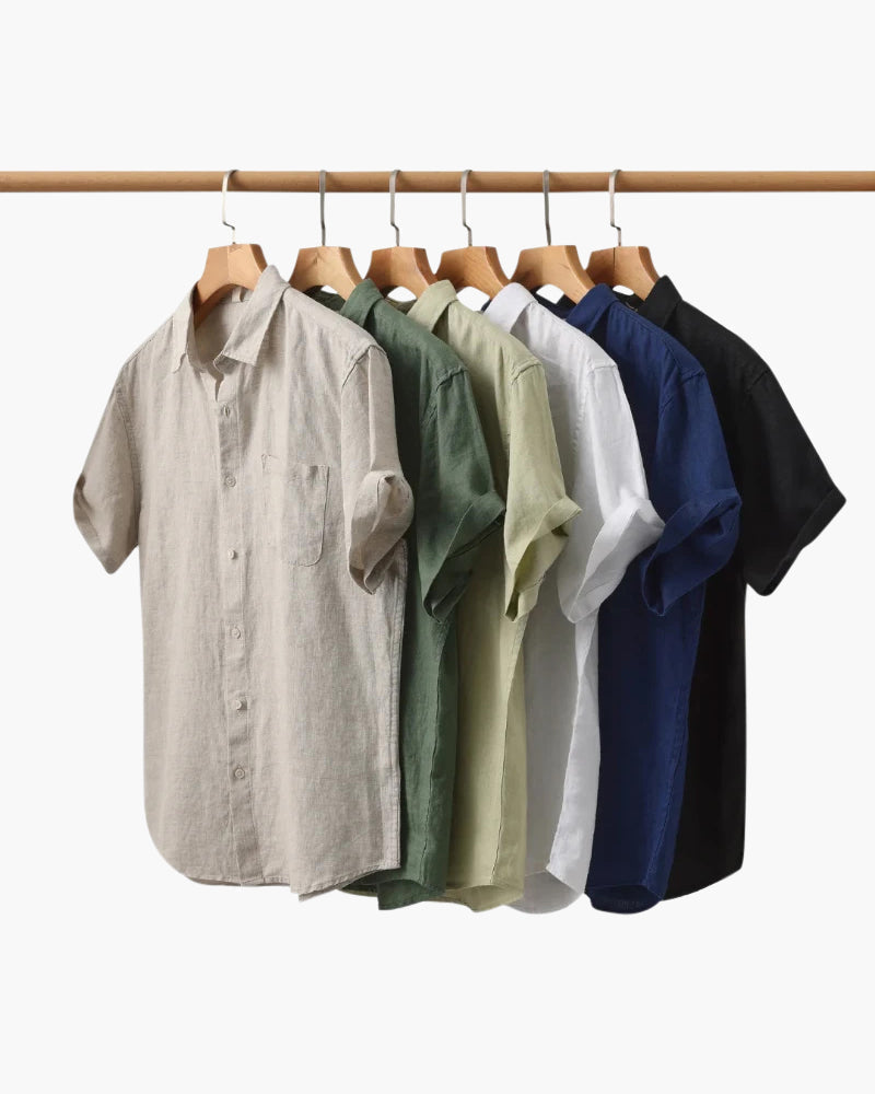 Linnen Shirt Korte Mouwen Heren Zomer Casual