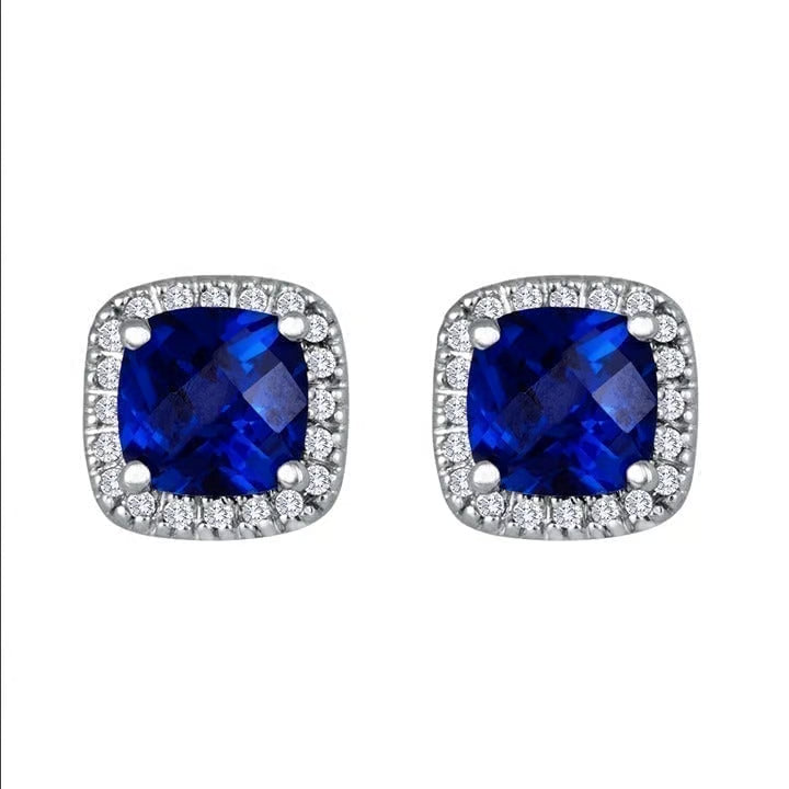 Elegante vierkante oorbellen van wit goud met zirkonia