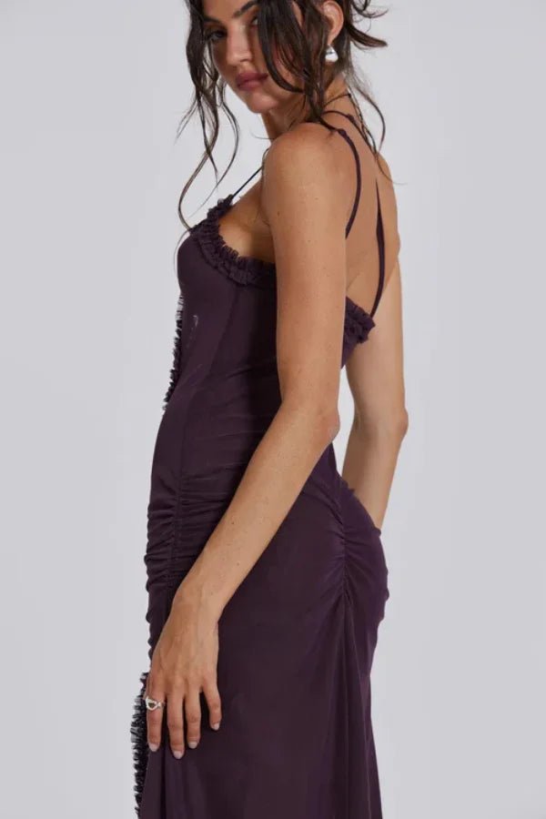 Maxi Jurk Dames Lange Mouwen Mesh Casual