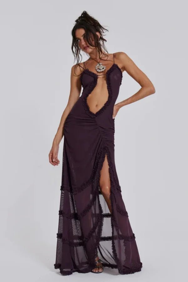 Maxi Jurk Dames Lange Mouwen Mesh Casual