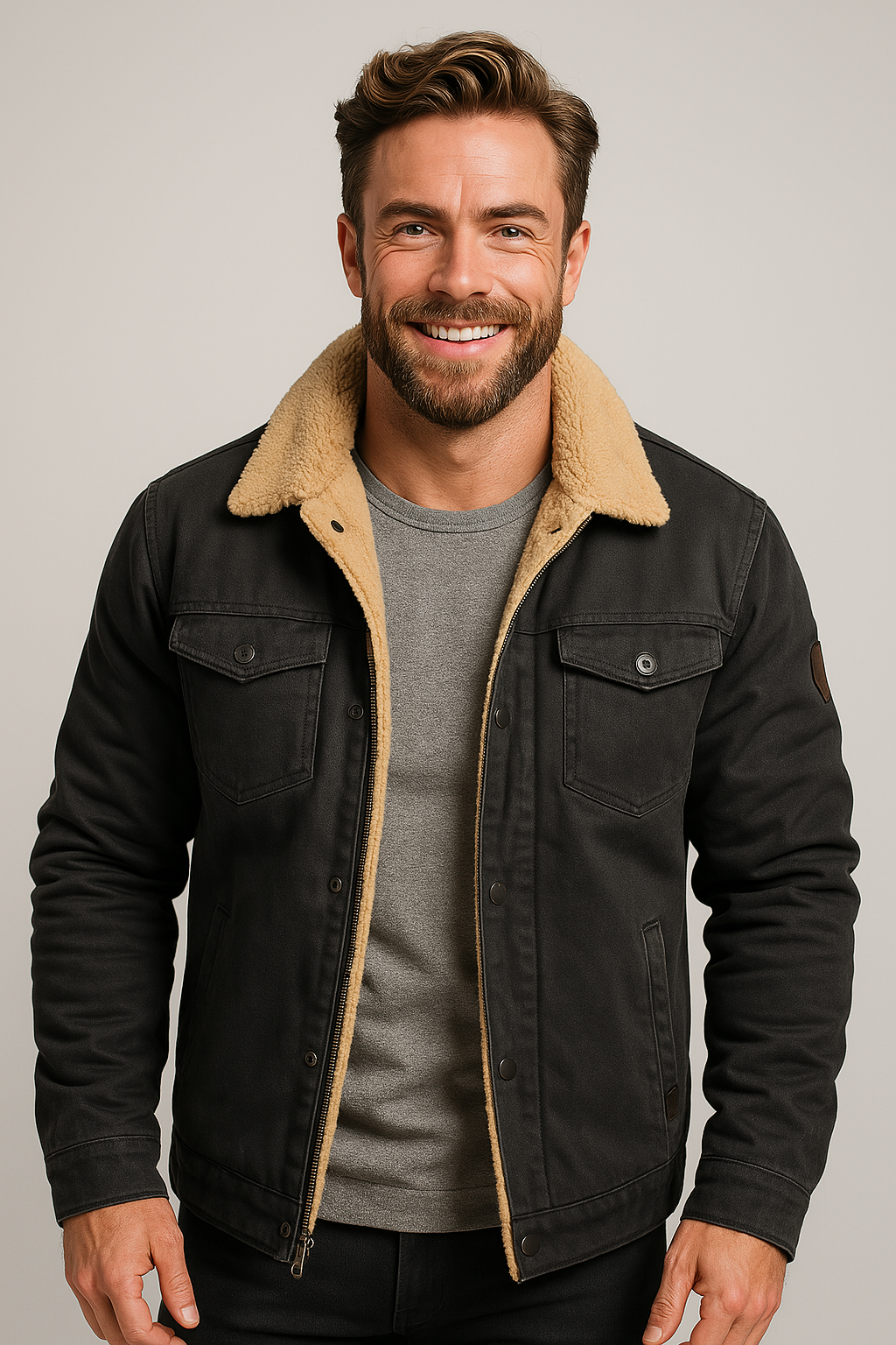 Gevoerde Jas Heren Borstzakken Knoopsluiting Winter