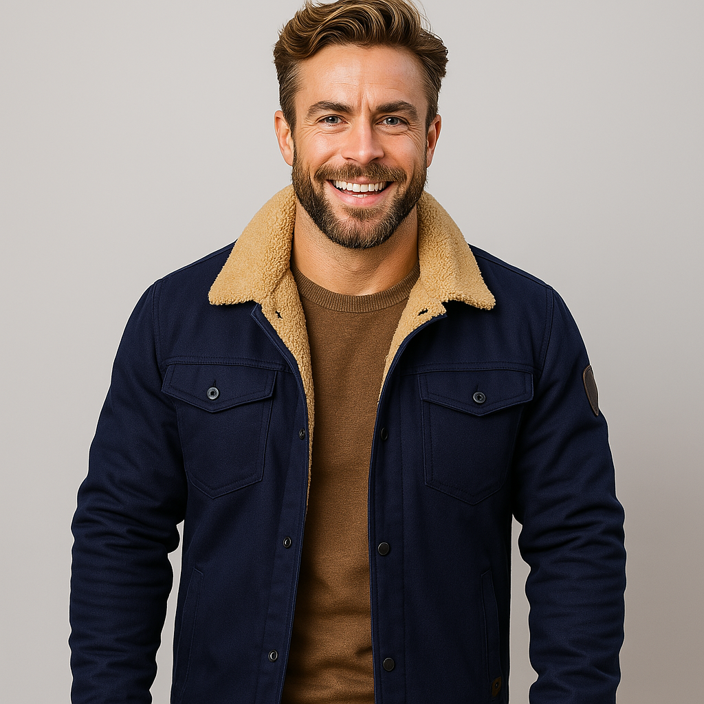 Gevoerde Jas Heren Borstzakken Knoopsluiting Winter