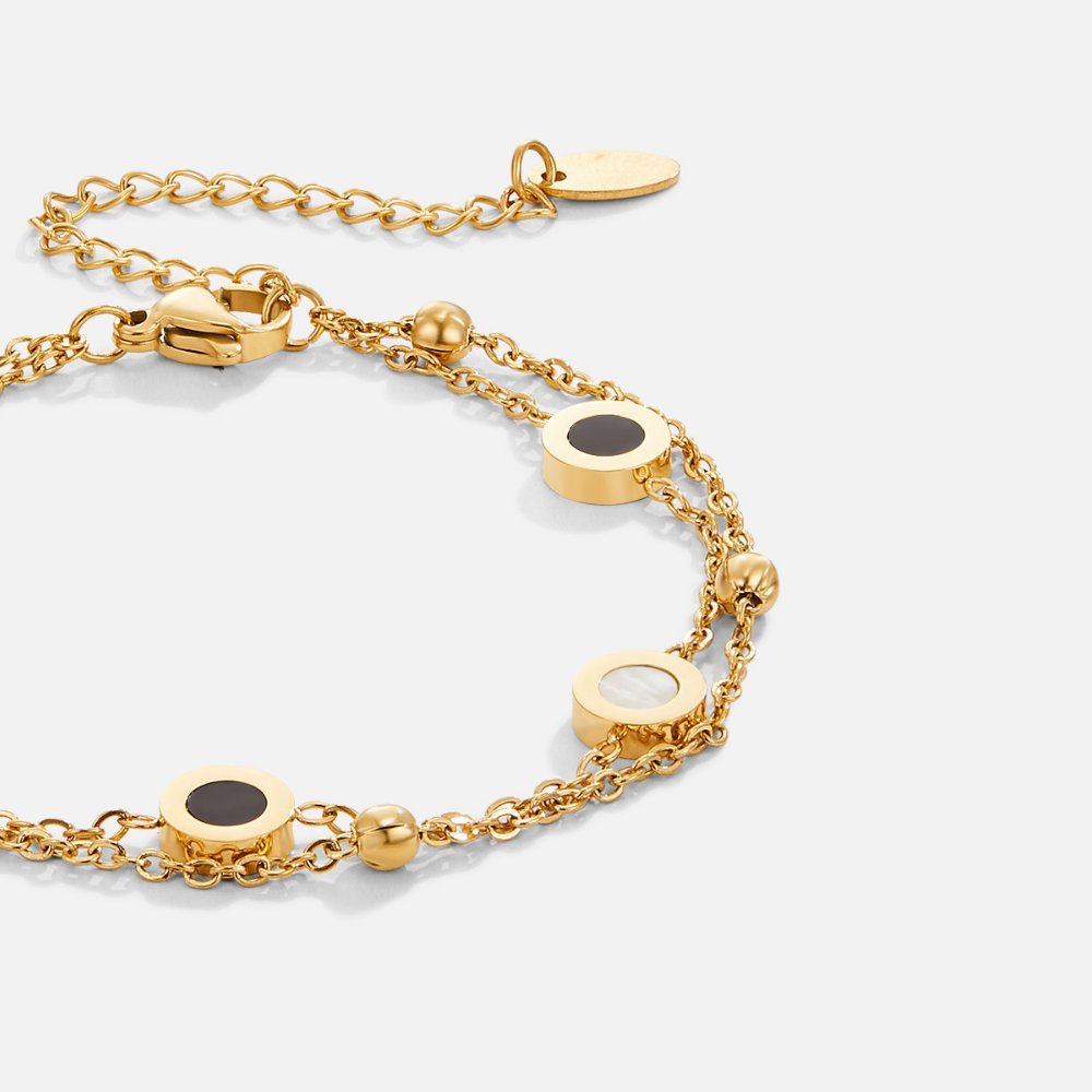 Elegante onyx en witte steen armband