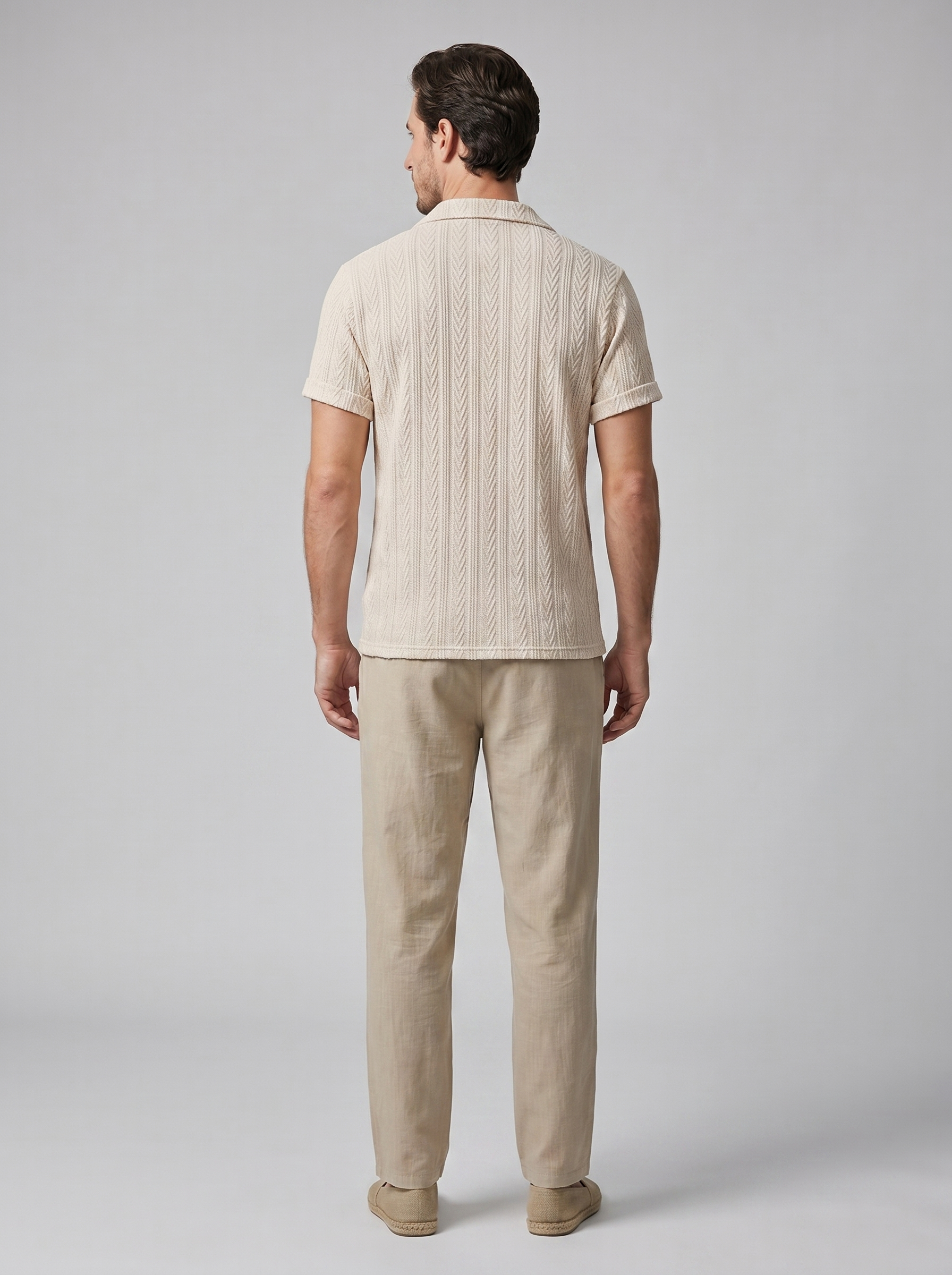 Open-Knit Shirt Trousers Set Heren Zomer Casual