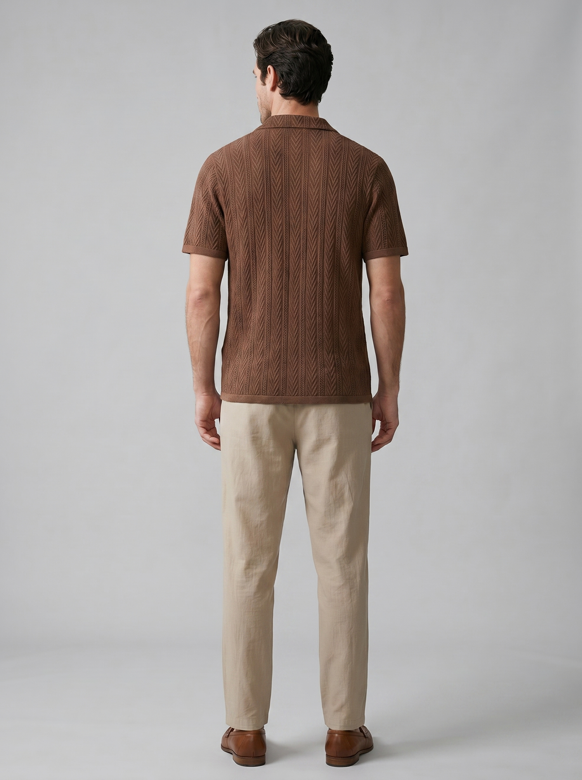Open-Knit Shirt Trousers Set Heren Zomer Casual