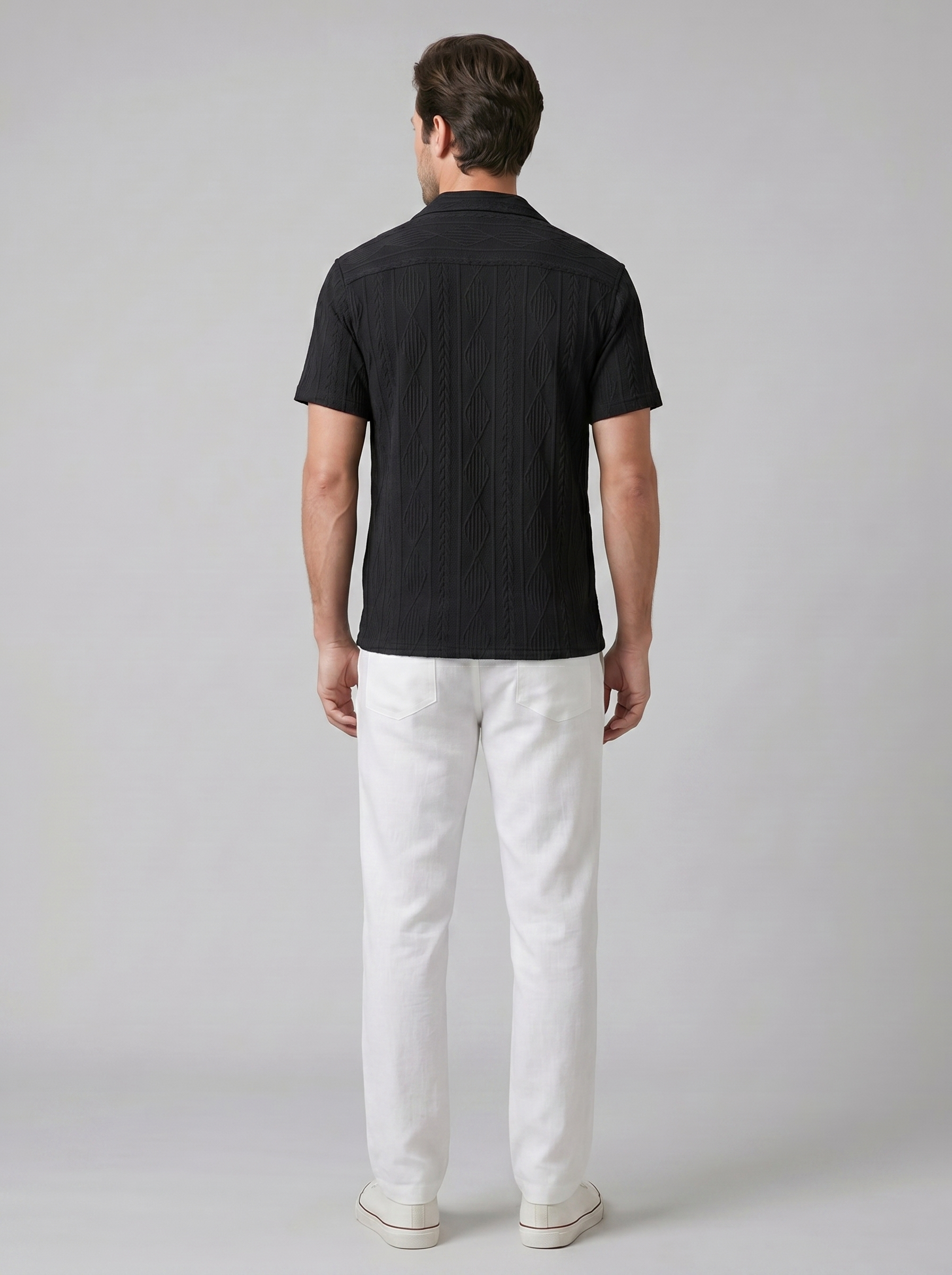 Open-Knit Shirt Trousers Set Heren Zomer Casual