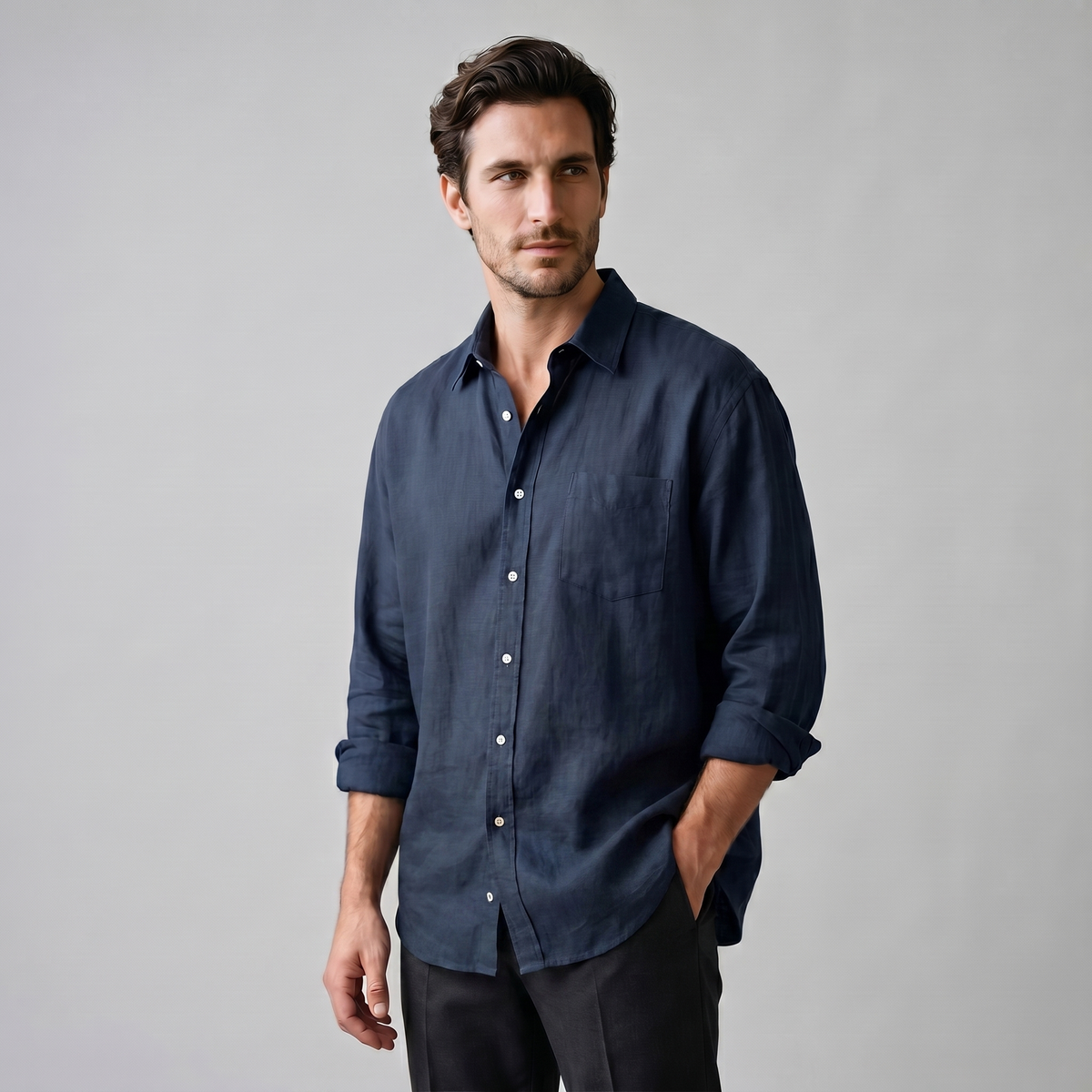 Overhemd Heren Oversized Lange Mouwen Casual