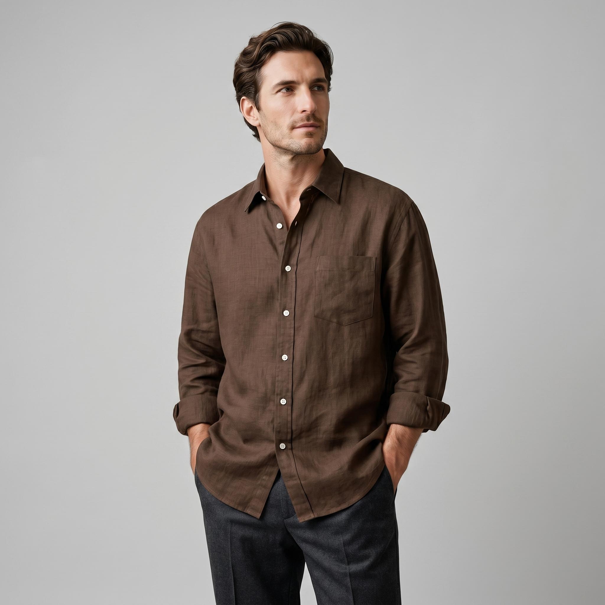 Overhemd Heren Oversized Lange Mouwen Casual