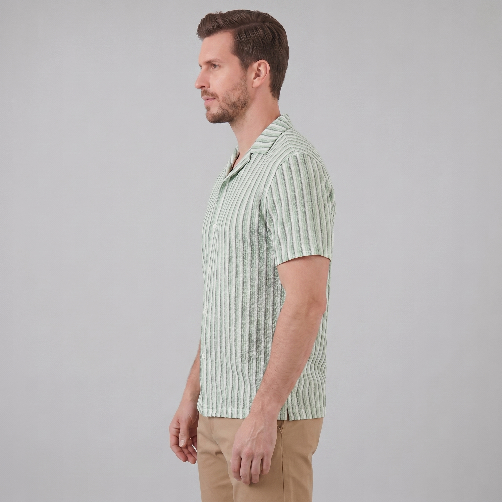 Overhemd Heren Verticale Strepen Resort Casual Zomer