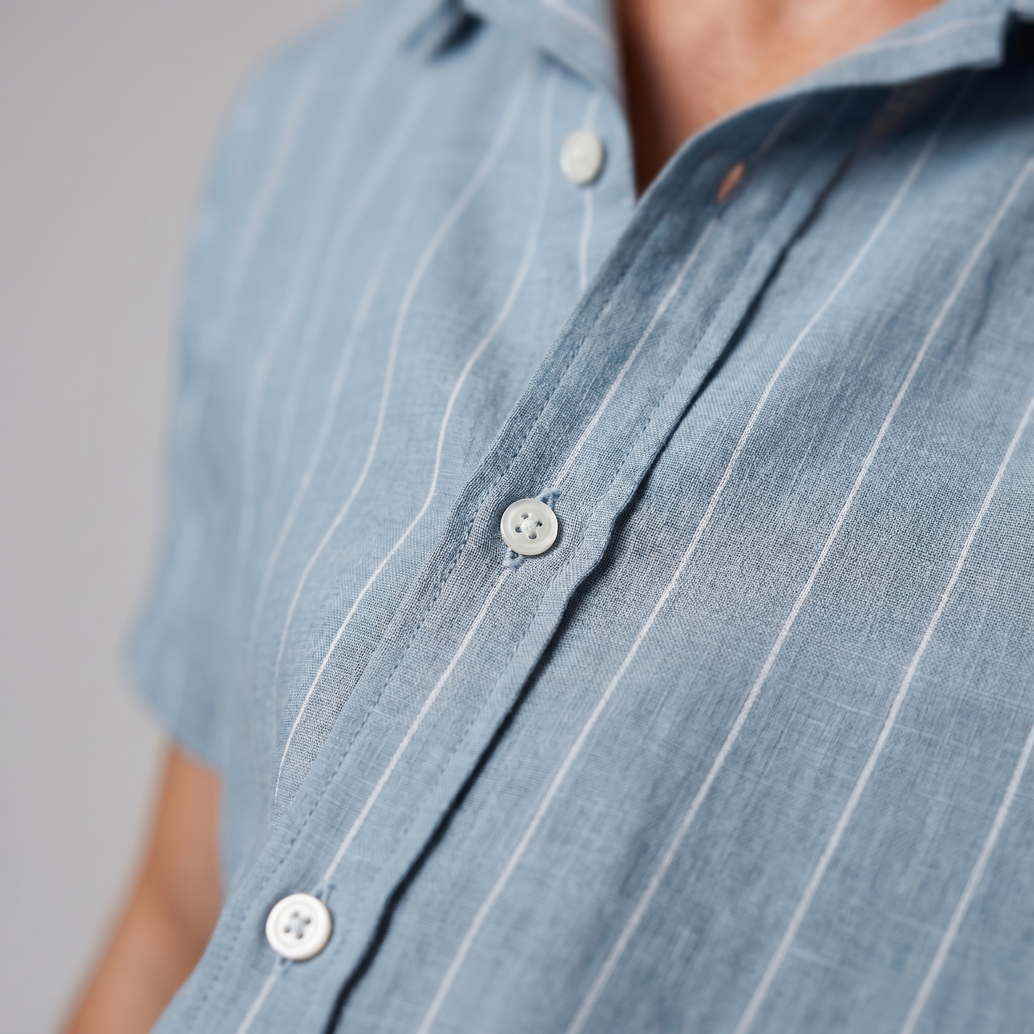 Pinstripe Camp Shirt Heren Korte Mouwen Casual Zomer