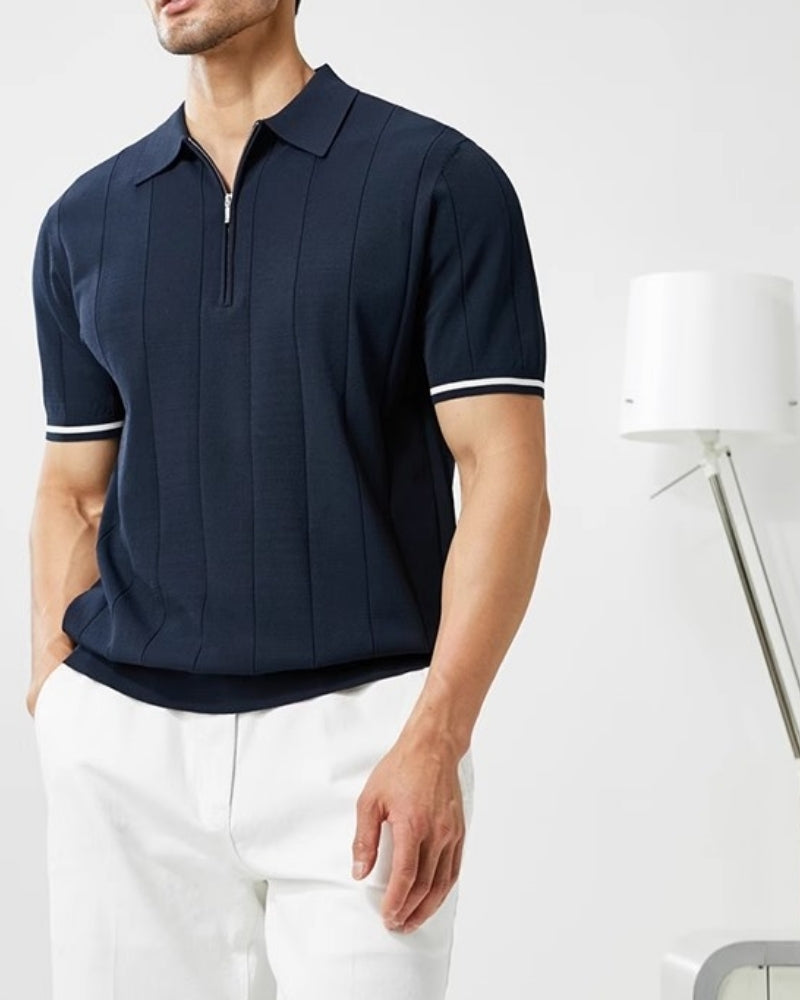 Polo Heren Contrast Trim Lange Mouwen Casual