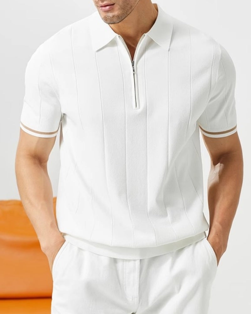 Polo Heren Contrast Trim Lange Mouwen Casual