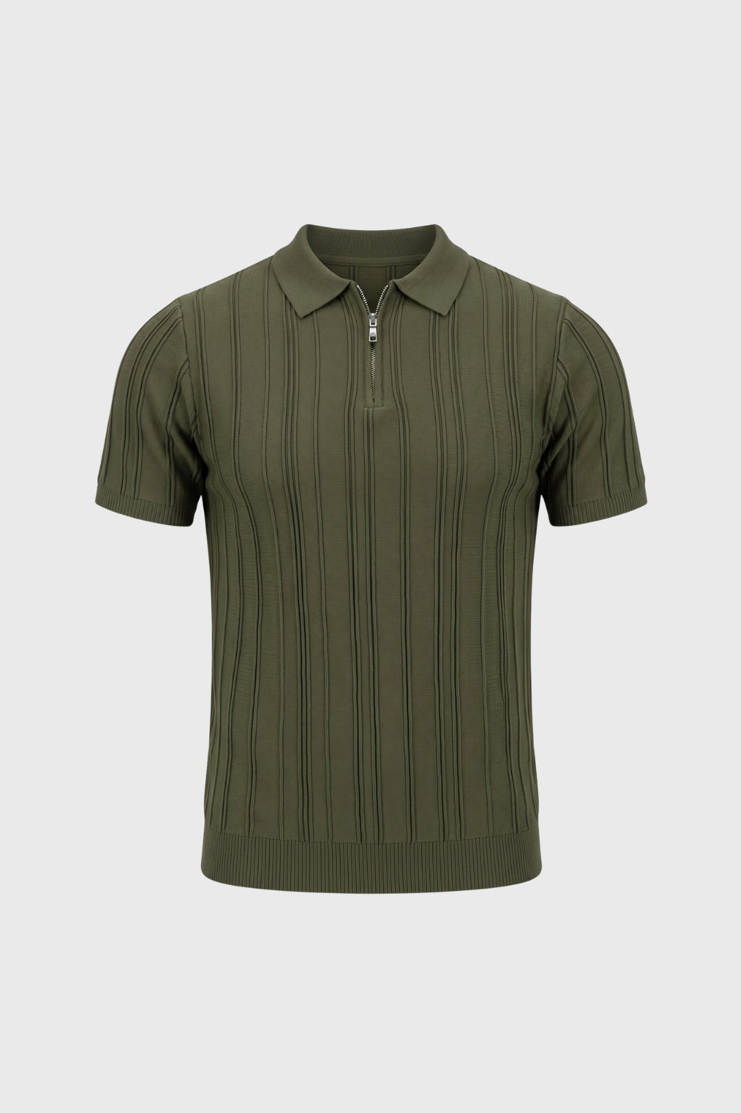 Polo Heren Regular Fit Halve Rits Geribde Textuur
