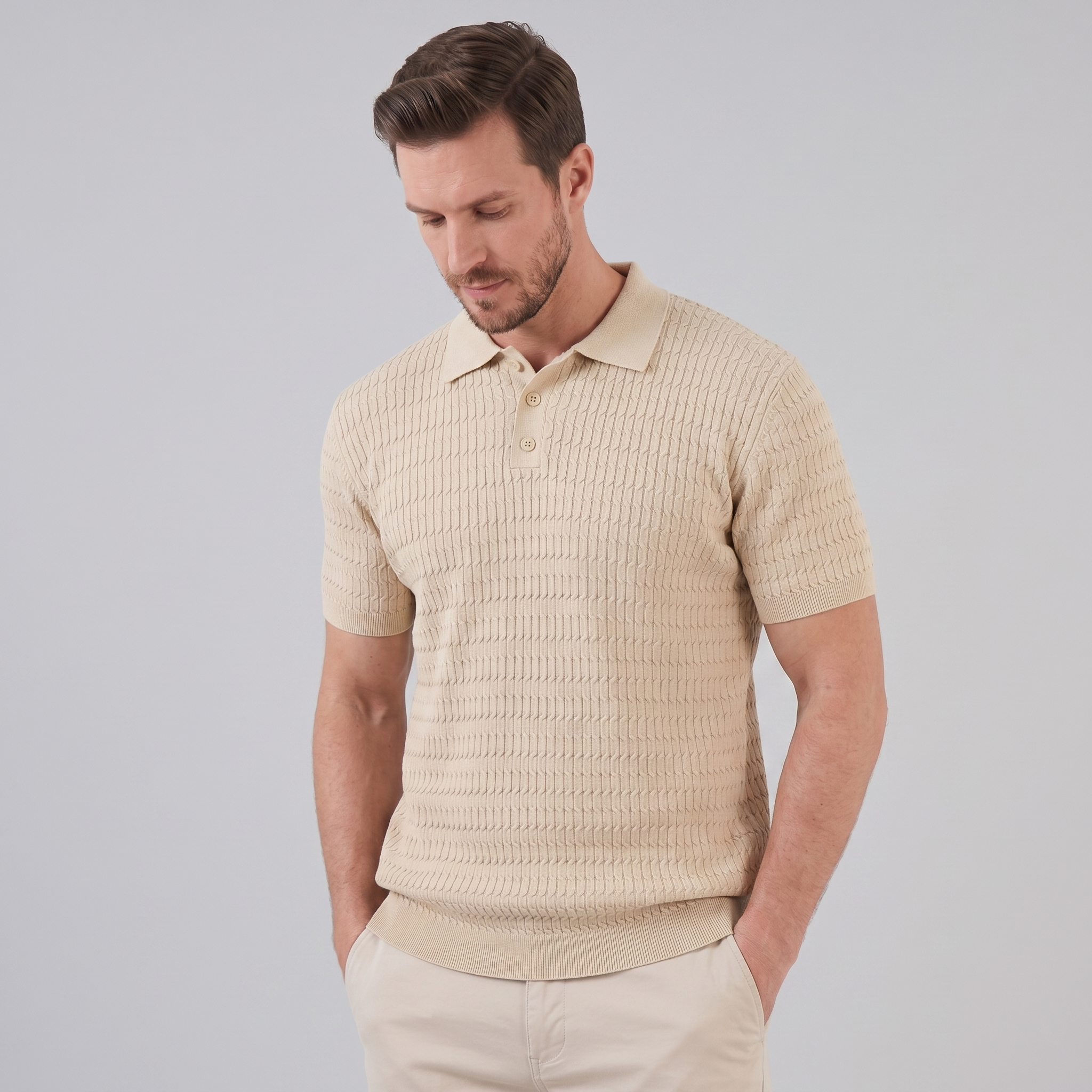 Polo Heren Slim Fit Lange Mouwen Smart Casual