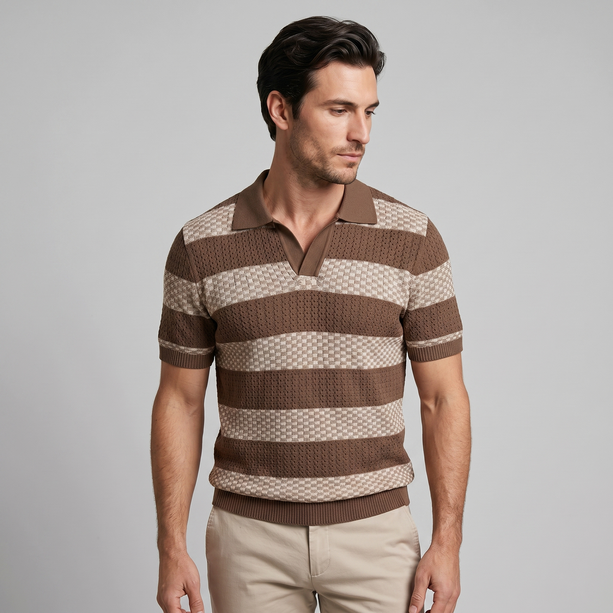 Polo Lange Mouwen Heren Smart Casual Gestreept