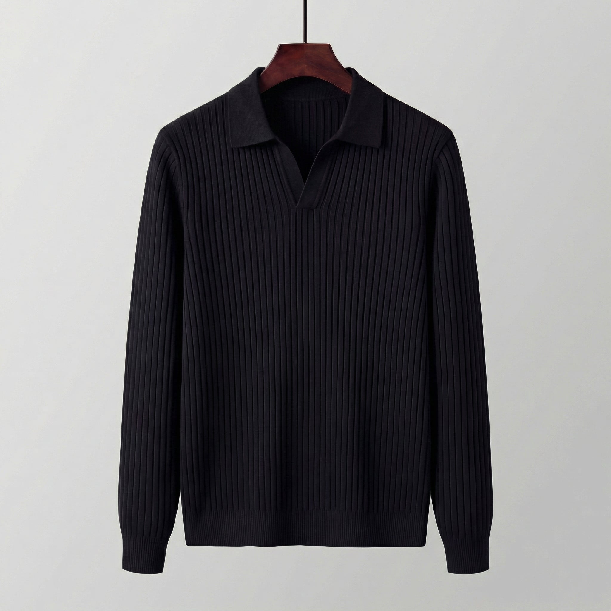 Polo Shirt Heren Lange Mouwen V-Hals Casual