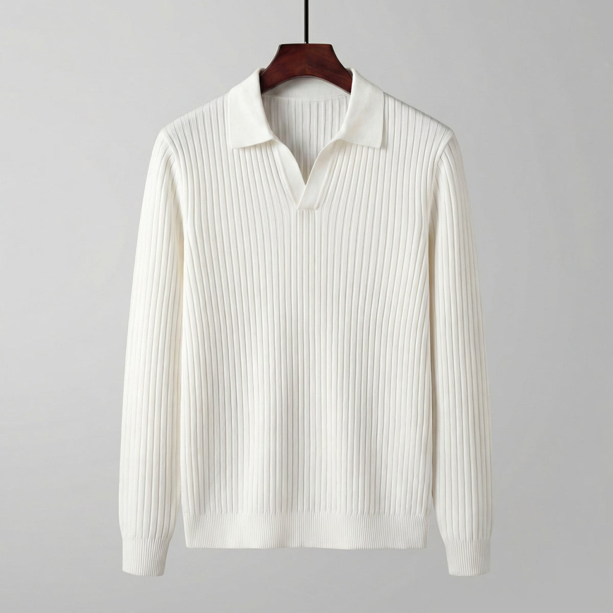 Polo Shirt Heren Lange Mouwen V-Hals Casual